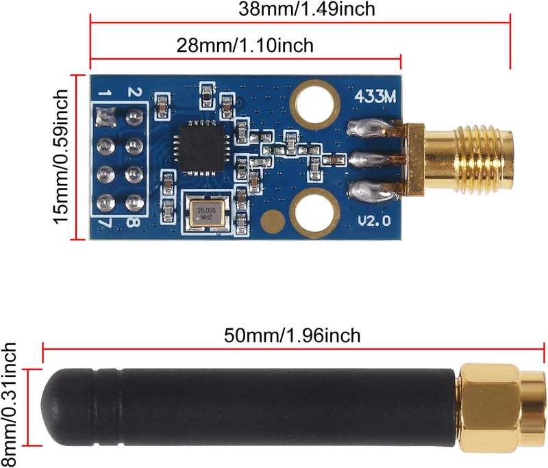 ACEIRMC CC1101 Wireless Module with SMA Antenna, 315/433/868/915MHZ, Zigbee, Wireless Transceiver Module for Arduino Raspberry Pi (4) - Image 3